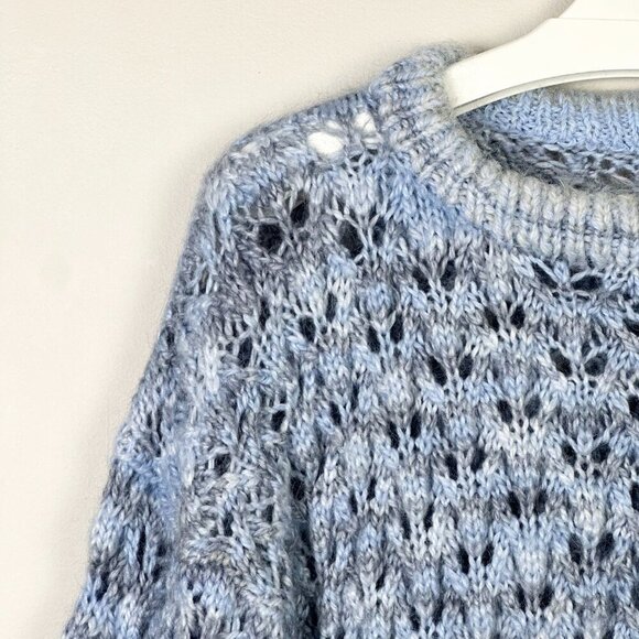 Hand Knit Open Knit Crew Neck Sweater - Picture 3 of 5